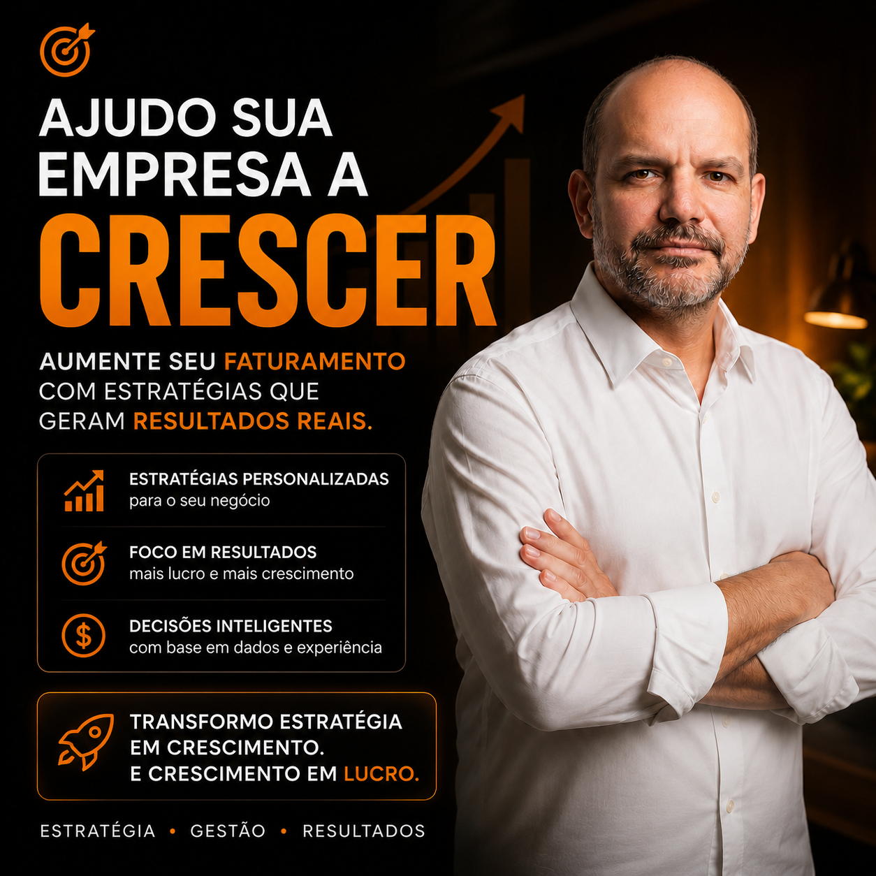 Empresário analisando crescimento de negócios